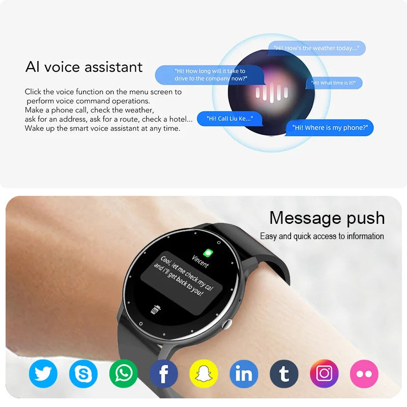 Smart Watch Women Men Full Touch Screen Bluetooth 5.2 Call Waterproof Watches Sports Fitness Tracker Factory IP67 ZL02 New